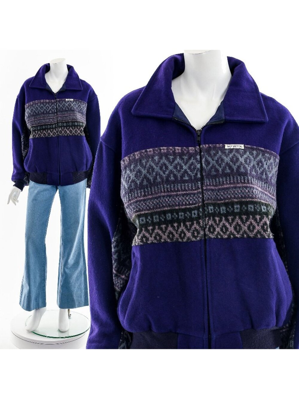 Purple Wool Southwest Bomber Coat 80s